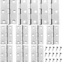 12 PCS 2.5 inches Modern Stainless Steel Hinges, Silver, Brushed, Polished, Surface Mount, 12 Count