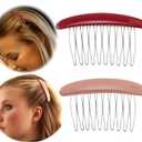2pcs Cute Colorful Hair Side Comb for Women Red Pink Enamel Tooth Clip French Twist Hair Slide Comb with Teeth Grip for Decorative Bridal Wedding Hair Accessories Gifts(red pink)