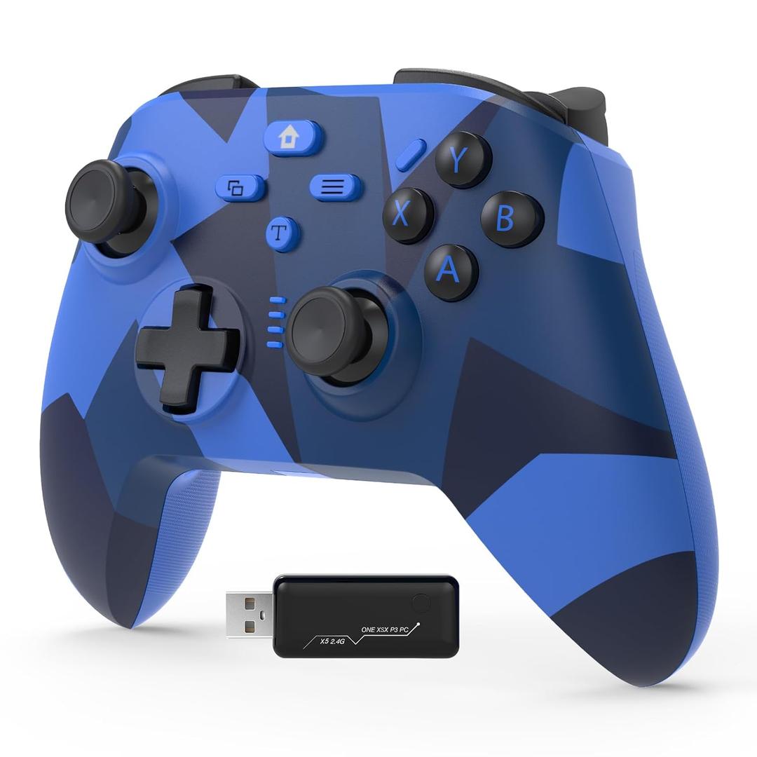 BETMI for Wireless Xbox Controller with Macro Programmable/Turbo/Remappable/Dual Vibration/with Adapter, 2.4GHz Gamepad Compatible with Xbox One, Xbox Series X/S, PC (Blue)