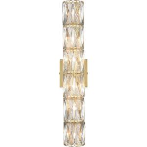 SAMTEEN 24-Inch Crystal Wall Sconce Gold Sconces Wall Lighting Mid-Century Modern 6-Light Luxury Brass Glass Wall Light Fixture for Bedroom Hallway Bathroom Vanity Light Fixtures