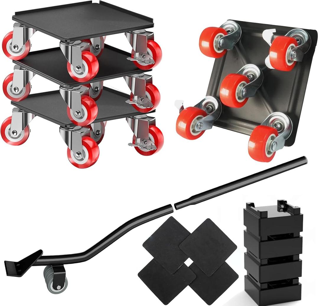 Furniture Dolly - Heavy Duty Furniture Movers with 5 Wheels Furniture Gliders Lift Mover Tool Set for Moving Heavy Furniture and Appliances 360 Rotatable and Lockable (Medium-Red 5.3x5.3in)
