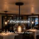 Pendant Light 7 Inch Modern Hanging Fixture with Clear Glass Globe & Matte Black Finish, Adjustable Iron Rods & Sloped Ceiling Compatible for Kitchen Island Dining Room Bedroom Hallway, 2 Pack