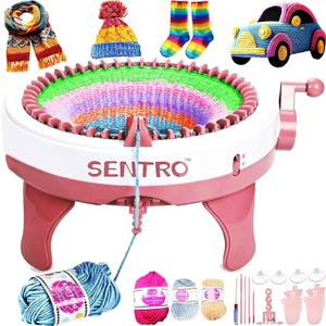PKHOUHYI SENTRO 40 Needles Knitting Machine, Smart Automatic Knitting Machine for Adults and Beginners, Circular Weaving Crochet Knitting Loom Machine Kit for Hat,Sock,Scarf,Gloves,Sweater