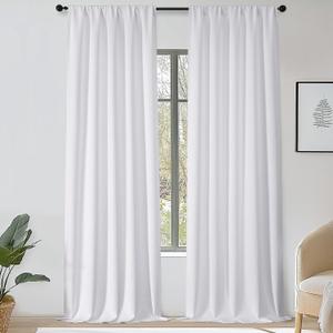 OWENIE Sally Extra White Light Filtering Curtains 120 Inches Long 2 Panels Set for Bedroom Living Room, Solid Soft Insulated Privacy Window Treatment Drapes, 2 Pcs Each W50 x L120 Inch, White
