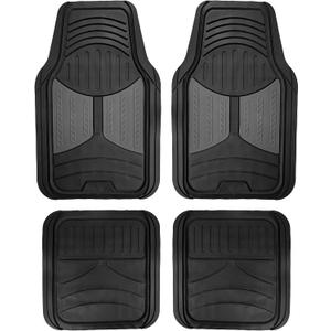 FH Group Automotive Floor Mats - Heavy-Duty Monster Eye Floor Mats for Cars, Universal Fit Full Set, Climaproof Floor Mats, Trimmable Floor Mats for Most Sedan, SUV, Truck Floor Mats Rubber Gray