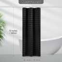 PANGSINNE Black Stall Fabric Shower Curtain - Water Repellent Striped Textured 230GSM Heavy Duty Cloth Shower Curtains for Bath Tubs, Narrow Hotel Quality Bath Curtain Set with 6 Hooks, 36Wx72H