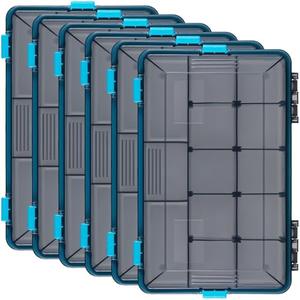 Wonderjune Fishing Tackle Boxes Waterproof 3600 Tackle Trays with Removable Dividers Plastic Storage Organizer Bait Vault Camouflage Box for Freshwater Saltwater 6PCS
