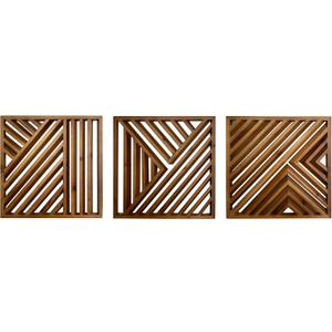 Musanpou Wooden Geometric Home Wall Decor Slatted Wood Design Wall Sculpture Set of 3 Wood Wall Art decorate Boho Bathroom Bedroom Living Room rustic Home Decoration