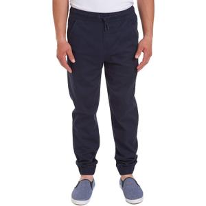 IZOD Men's Young Uniform Jogger Pants, Elastic Waistband with Drawstring Closure, Stretch Twill Fabric (32-34, Navy)