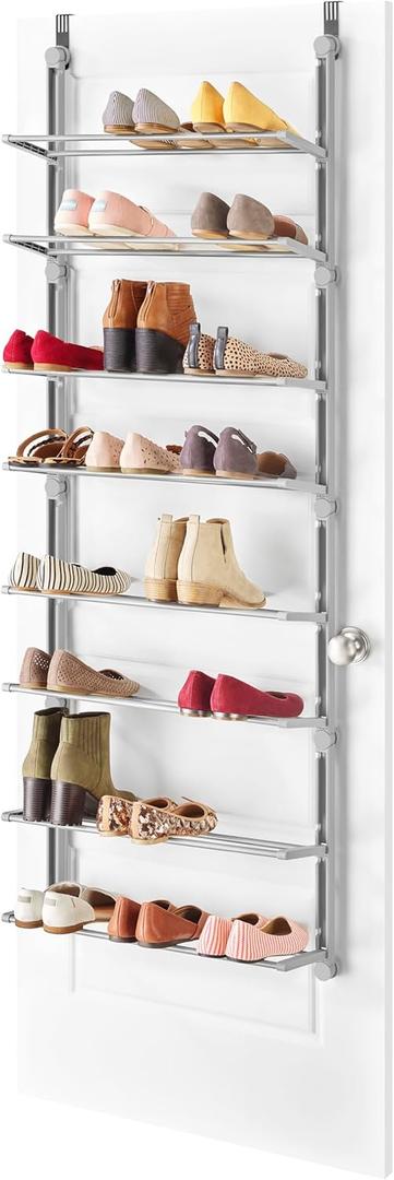 Whitmor 24 Pair Door Shoe Organizer, Sturdy Closet Storage Rack Hangs on Closets for Shoes