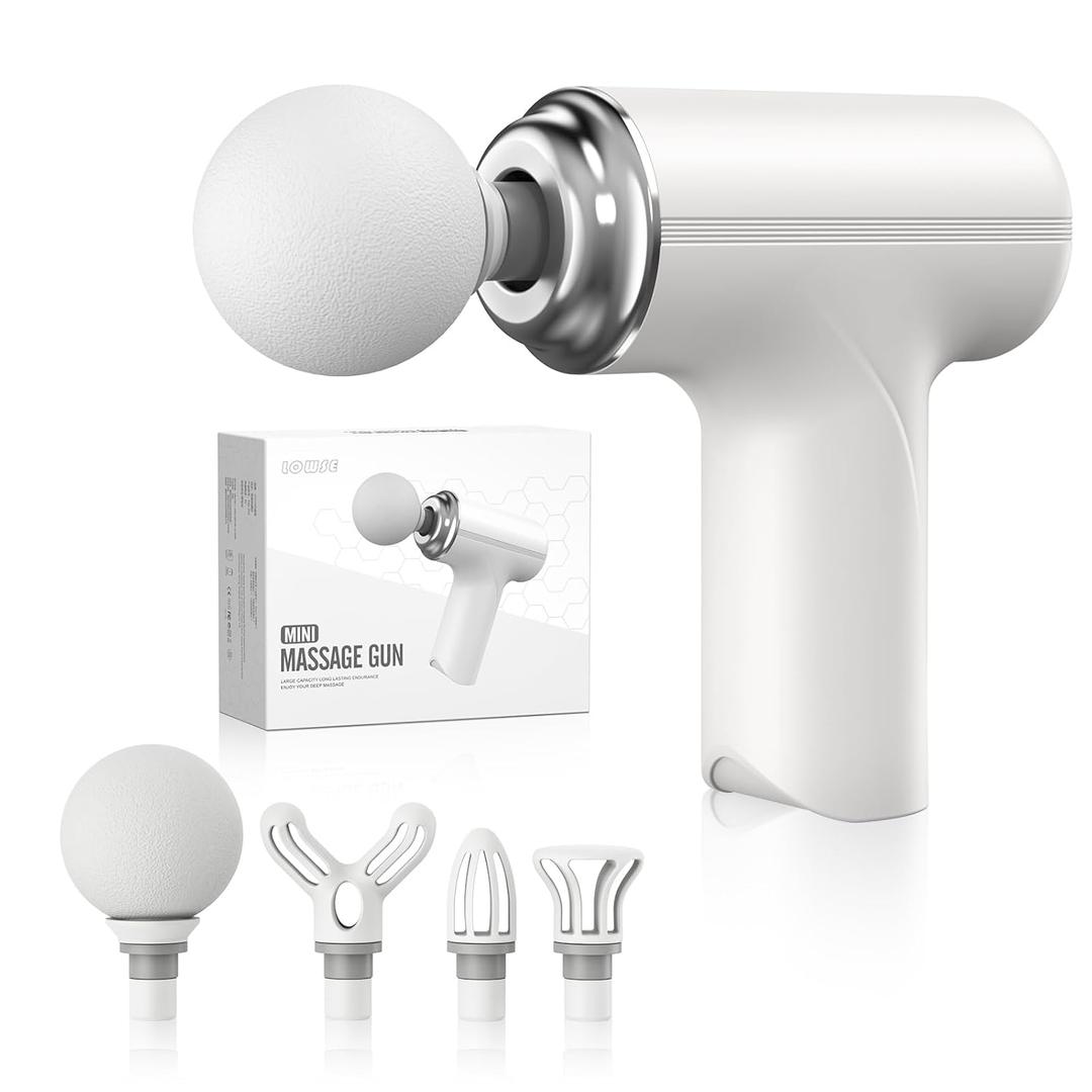 Massage Gun, Portable Muscle Massage Gun with 6 Speeds, Percussion Massager with 4 Heads, Mini Massage Gun for Body, Back, Neck, Shoulder (White)
Pack Of 2