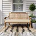 MIULEE Beige Outdoor Bench Cushion 45x18x3 Inch Waterproof 3-Year Color Fastness Patio Furniture Cushions for Porch Swing, Garden Bench Sofa Couch with Adjustable Ties No Slip Design