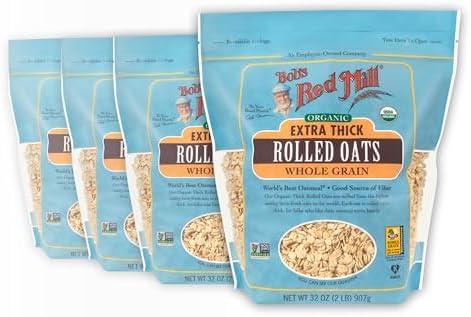 Bob's Red Mill Organic Extra Thick Rolled Oats, 32oz (Pack of 4) - Non GMO, Whole Grain, Vegan, Kosher BB 8 March 2026