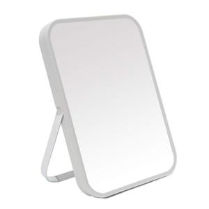 YEAKE Table Desk Vanity Makeup Mirror, 8-Inch Portable Folding Mirror with Metal Stand 90° Adjustable Rotation Travel Make Up Mirror Hanging Bathroom for Shower Shaving(Gray)