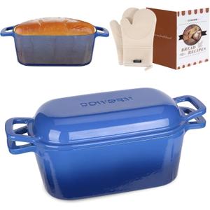 Enameled Dutch Oven for Sourdough Bread Baking, 3.6QT Oval Cast Iron Bread Pan with Lid