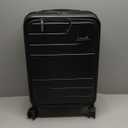 Carry On Luggage 22x14x9 Airline Approved, FLO5 Expandable Polycarbonate Suitcase with Front Pocket (FX-Core, Black, 20 Inch)