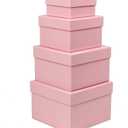 Pink Gift Boxes with Lids Nesting Gift Boexs for Presents Set of 4 Small Pink Boxes for Flower Arrangements Paper Mache Boxes for Bridesmaid, Proposal, Wedding, Birthday, Party Favor, Valentines,