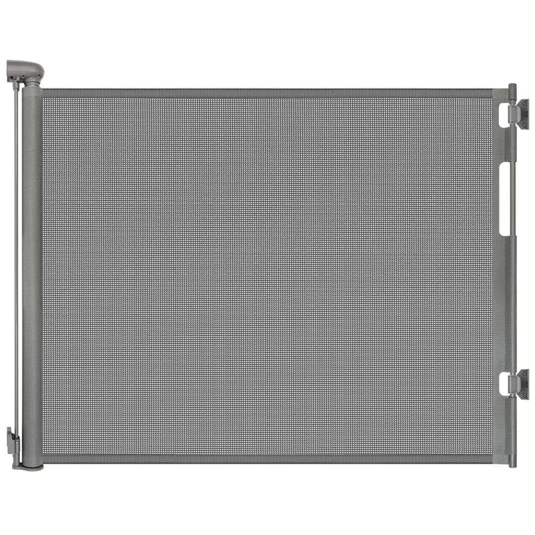 Retractable Baby Gate for Stairs and Doorways, 55" Wide x 33" Tall Mesh Dog Gate for Indoor & Outdoor Use, Safety Gate for Babies and Pets, Child Gates for Hallways, Hardware Mounted, Gray