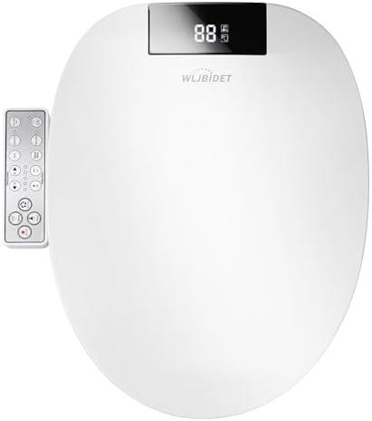 WLJBIDET Upgrade Bidet Toilet Seat Round, Rear and Feminine Wash, Unlimited Warm Water, Heated Seat, Warm Air Drying, Soft Close Lid, Sense Seat, Smart Bidet Seat Round Requires Electricity