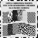 12PCS Black & White Kindle Cardstock Insert for 6.8 Kindle Paperwhite (11th Gen, 2021) Clear Case  12 Designs Cardstock Set with 100 Stickers, Gift for Book Lovers & Students