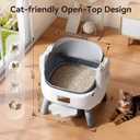 Thereye Automatic Litter Box with Entry Step, Open-Top Self Cleaning Litter Box, App Control & Safety Protections, 10L Waste Bin with Odor Control Smart Cat Litter Box with Trash Bags/Litter Mat