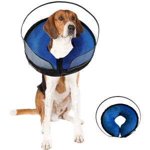 Inflatable Dog Cone Collar-Enhanced Anti-Licking Protective Cone with Adjustable Strap-Soft Dog Donut Collar Recovery Cone for Pets After Surgery(Blue, M)