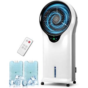 Rellytech 3-in-1 Evaporative Air Cooler, 35’’ Protable Swamp Cooler Indoor with 3 Modes&3 Speeds, 5.5L Water Tank Cold Air Cooler, Air Cooler for Room, Office with Oscillation, 2 Ice Packs