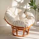 HIGOGOGO Papasan Chair Cushion with Corduroy Cover (Without Chair), 48 x 48 Inch Supportive Cushion, Overstuffed Chair Cushion,Beige