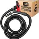 MP Maresh Products Vacuum Cleaner Replacement Hose - Vacuum Hose Extension for Wet Dry Vacuums, Heavy Duty Crushproof Industrial Grade 15 Foot Hose by 1-1/4 Inch Air Suction Control Connector - Black
