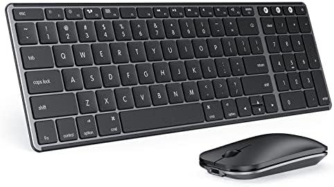 seenda Bluetooth Keyboard and Mouse for Mac, SKM64-2 Multi-Device Rechargeable Slim Wireless Keyboard Mouse Stainless Steel Full Size, Compatible with MacBook Pro/Air, iPad, Mac - Space Gray
