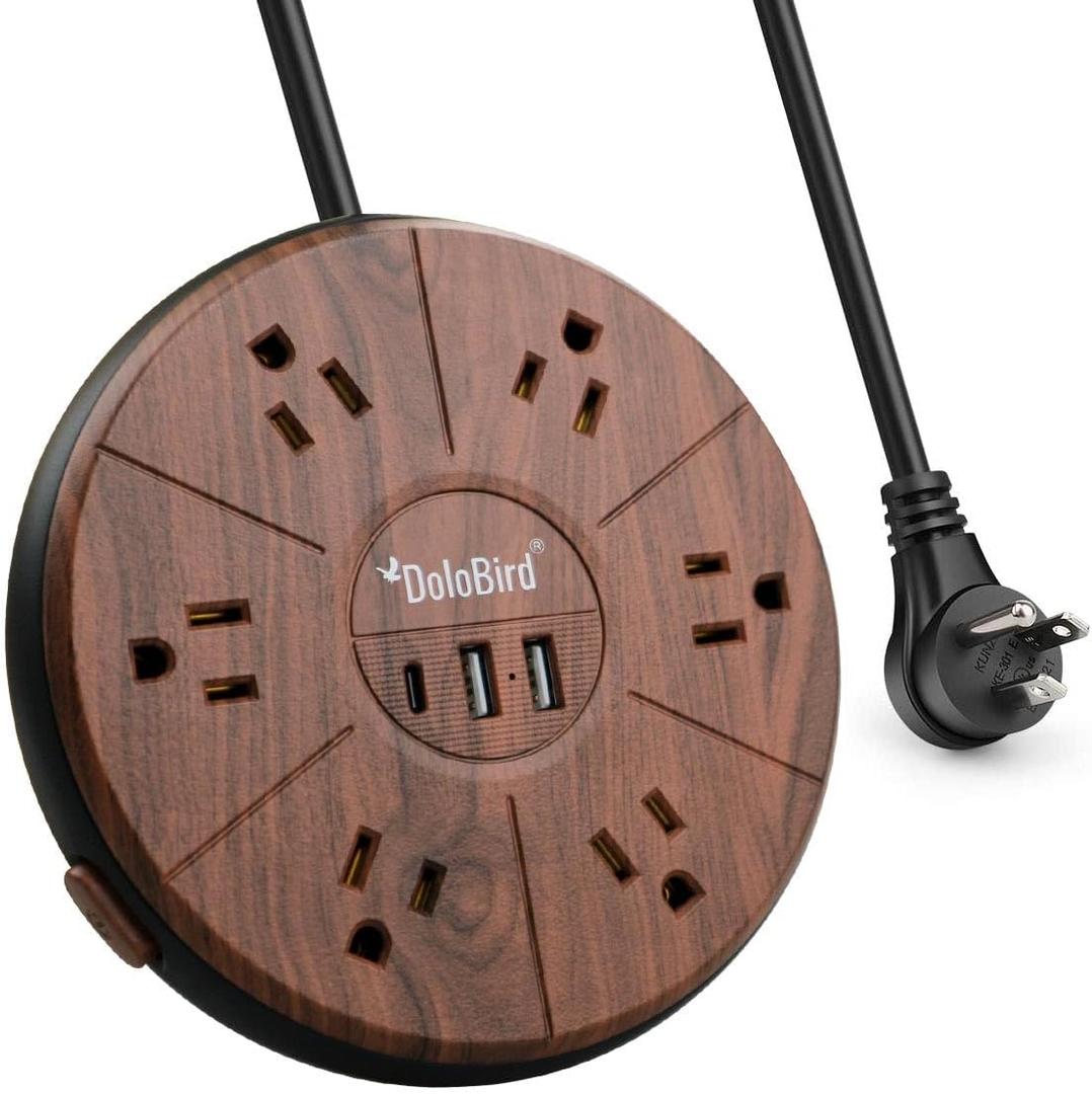 Power Strip Surge Protector 6 AC outlets with USB and USB-C PD 20W Fast Charging 15A 1875W high Power Output Widely Spaced Multi outlets Circuit Breaker Safeguard for Home,Office, Dorm Room