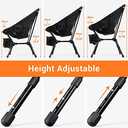 Sportneer Camping Chairs, Folding Chairs for Outside Adjustable Height Beach Chair for Adults Portable Camp Chairs Foldable Compact Backpacking Chair for Camping Hiking Picnic Outdoor (1, Black) (21"x21.5"x26.38")