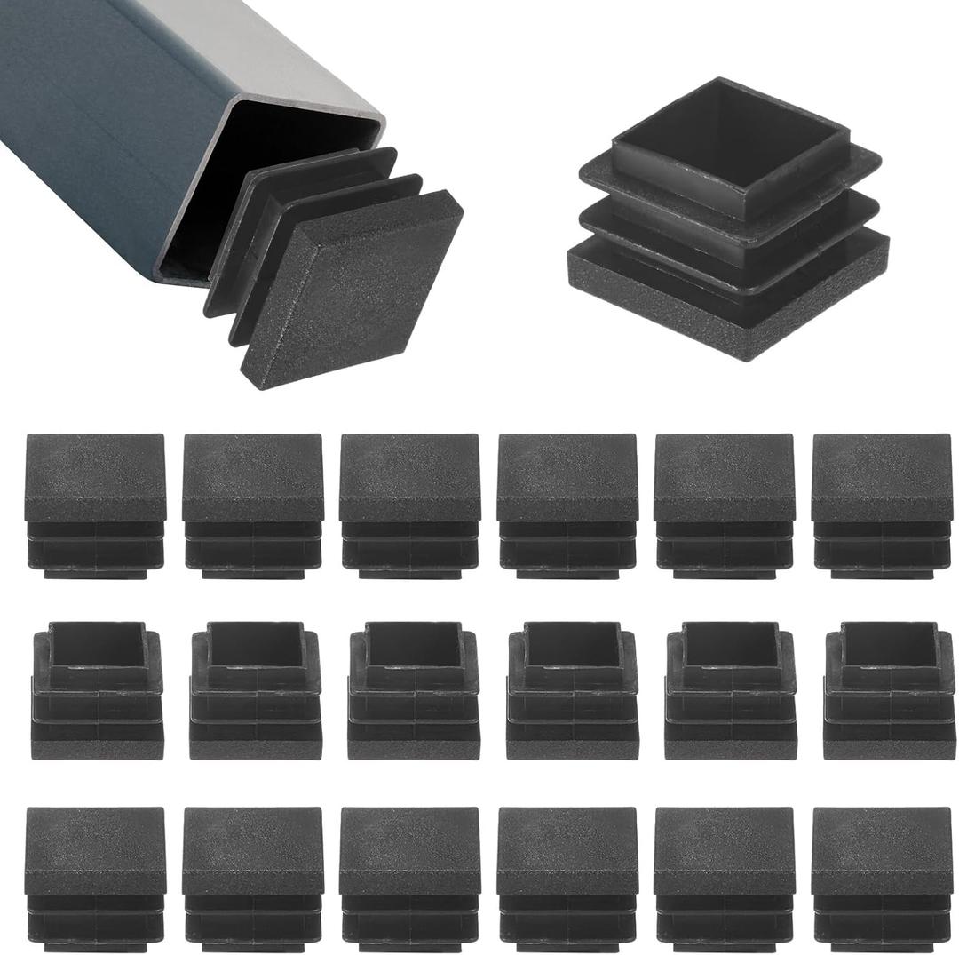 50-Pack Tubing End Caps, 7/8 x 7/8 Inch Plastic Square Hole Plugs Inserts for Chair Leg/Bar Stool/Fitness Equipment, Chair Glides Fence Plug Floor Protectors