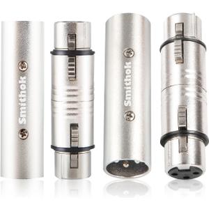4-Pack XLR Gender Connector Kit, 2 Male to Male & 2 Female to Female Couplers, For Mixers, Micphones & Amplifiers