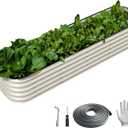821.5 ft Galvanized 0.7mm Thickness Steel Raised Garden Bed, Modular Planter for Gardening, Vegetables Bed, Flowers Bed,17" Tall Metal Raised Garden Beds Outdoor-Pearl White.