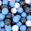 Ball Pit Balls for Toddlers: 50 100 200 Colorful Non-Toxic Balls with BPA-Free, Phthalate-Free, Crush-Resistant Polyethylene Plastic, 2.2 Inches, Perfect Toy for Boys and Girls Play (White&Grey&Blue)