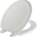 Mayfair Sculptured Traditional Toilet Seat, Easy Clean Hinges with Durable Wood Seat, Made in USA, Round, White
