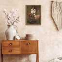 Vintage Framed Canvas Wall Art, Modern Farmhouse Floral Oil Painting, Rustic Flower Botanical Wall Decor, Retro Hollyhocks Poster Prints for Bedroom Living Room Kitchen Decor 16x24 inch