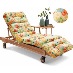 Outdoor Chaise Lounge Chair Cushion 75.1 x 22.8 x 4.7 Inches 100% Waterproof Replacement Cotton Patio Pool Lounge Chair Cushion for Outdoor Furniture with Ties, Daisy