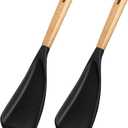 Silicone Spatula Spoon for Nonstick Cookware, Wood Handle Cooking Spoon for Mixing, Scooping & Serving, BPA-Free,Seamless Design,black