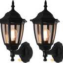 FUDESY Outdoor Wall Light Dusk to Dawn, Porch Sensor Light Black Plastic Anti-Corrosion with LED Edison Filament Bulb, Exterior Mount Lantern for House, Garage (2-Pack)