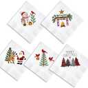 Christmas Cocktail Napkins – 100 Pack, 5 Festive Designs Holiday Napkins with Santa, Snowman, Trees, Cardinals, Reindeer – 2-Ply Disposable Paper for Xmas Party, Winter Events – 5 Inch