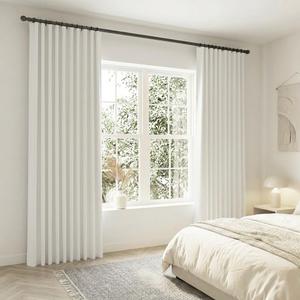 90 Inch Ivory Off White Satin Blackout Curtains - Modern Clean Lines Look Drapes with Heading Tape for Pinch Pleated or Track System with Hook, Light Blocking Room Darkening for Living Room Bedroom (52"W x 90"L (Pack of 2))