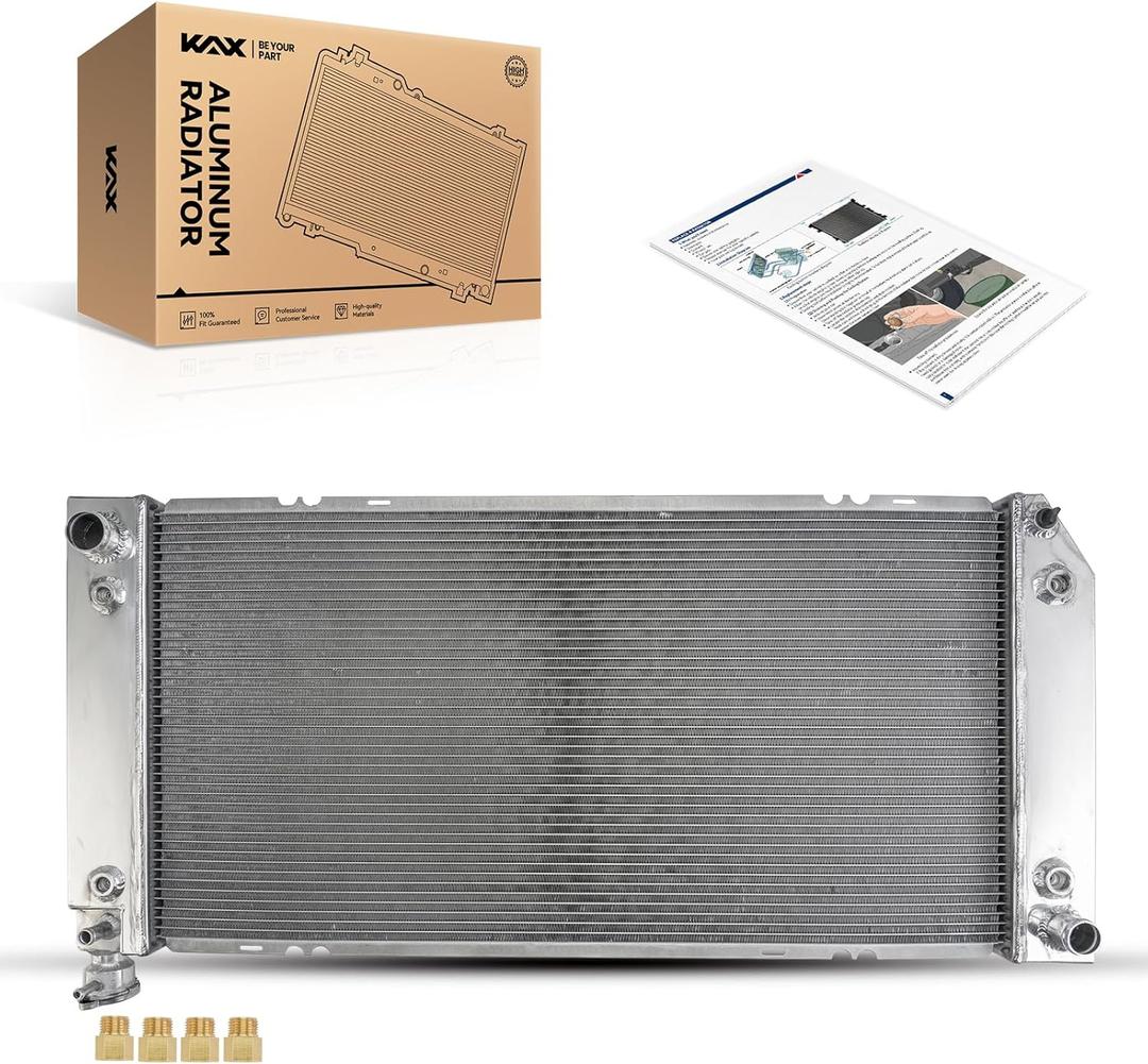KAX CU1693 Full Aluminum Radiator, Compatible with K1500, C1500, Tahoe, K2500, K1500 Suburban, C2500, Yukon, C1500 Suburban, K3500, C3500, Escalade, Blazer, C3500HD, with Radiator Cap