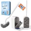 Cinola Toilet Brush and Holder 2 Set, Wall Mounted Toilet Bowl Brush with Hideaway Caddy, Toilet Cleaner Brush Built-in Drip Tray, Toilet Scrubber Brush Bathroom Decor, White RV Bathroom Accessories