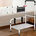 Heavy Duty Bed Step Stool For Elder/ Adults,1232" Wide Platform,4 Adjustable Height,Motion Sensor Night Light, Fasten Strap,Storage Bags & Soft Mat,Up To 800lb, For Senior & Limited Mobility