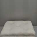 Storage Ottoman, Small Foot Stool Ottoman with Storage, Boucle Teddy Velvet Foot Rest with Padded Seat, Sturdy Wood Legs Stool for Living Room, Bedroom, Couch, Enterway (Cream)