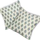 Sage Green Blue Floral Block Print Pillow Covers 20x20 Set of 2 Spring Flower Pattern Decorative Throw Pillowcases Outdoor Rustic Farmhouse Square Cushion Cases Decor for Home Couch Sofa Bed