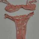 Lilosy Sexy Underwire Cute Push Up Strappy Embroidered Mesh Sheer Lingerie Set See Through Panty Bra (XX-Small, Bow Pink)