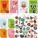 Batiyeer 36 Pack Valentines Day Gifts, Sports Valentines Keychains Bulk with Cards Soccer Football Basketball Keychain Exchange Gifts Sports Ball Key Chains Party Favors for Goodie Bag Prize Stuffers